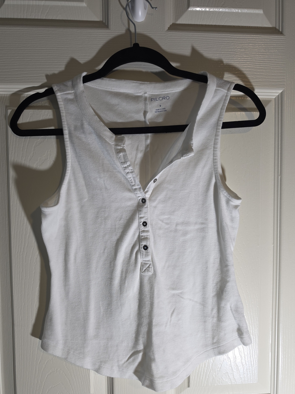Pilcro White Sleeveless Henley Tank Top